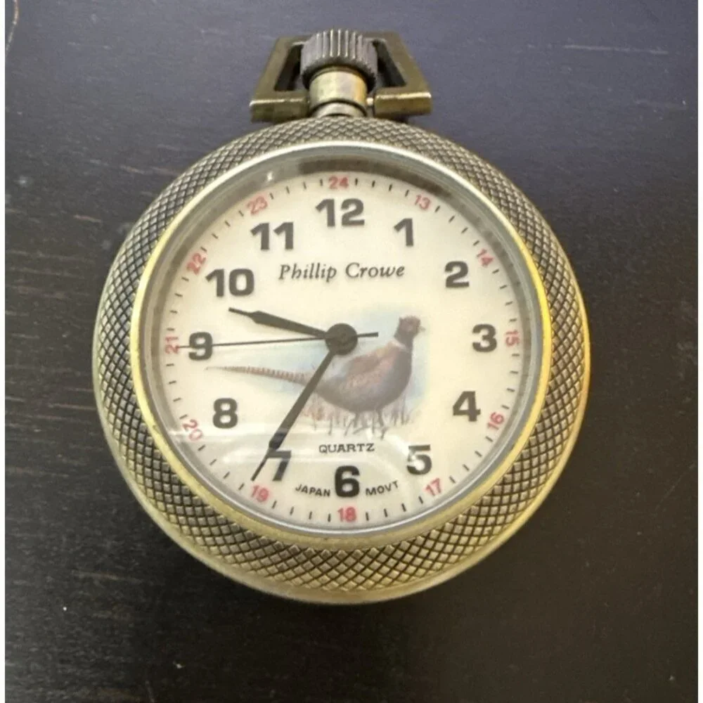 Phillip Crowe Majesti Co. Men’s Pocket Watch With Brown Leather Carrying Case